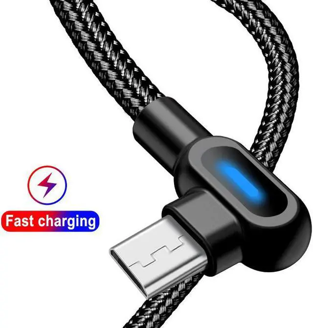 Alt view image 4 of 5 - USB Type C 1M 2M  Usb Fast Charging 90 Degree Cable For  S8 S9 S10   Charger Cord Dropshipping