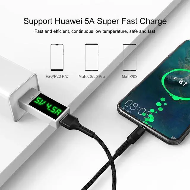 Alt view image 2 of 5 - C Cable 5A Supercharge  Type C Cable for  Mate 20 P20 P30 Pro Quick Charging -C Fast Charger  Cable