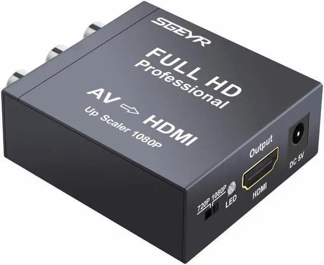 Alt view image 2 of 6 - AV RCA to HDMI Converter Composite 3 RCA Audio Video CVBS to HDMI Adapter AV HDMI Converter Box Upscaler 1080P 720P for VHS