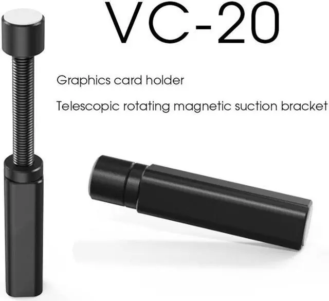 Alt view image 2 of 11 - Graphics Card GPU Brace Support Adjustable Aluminum Alloy Video Card Sag with Magnet Holder Bracket Jack Desktop PC Case   - 2.9-4.7"- L - Black