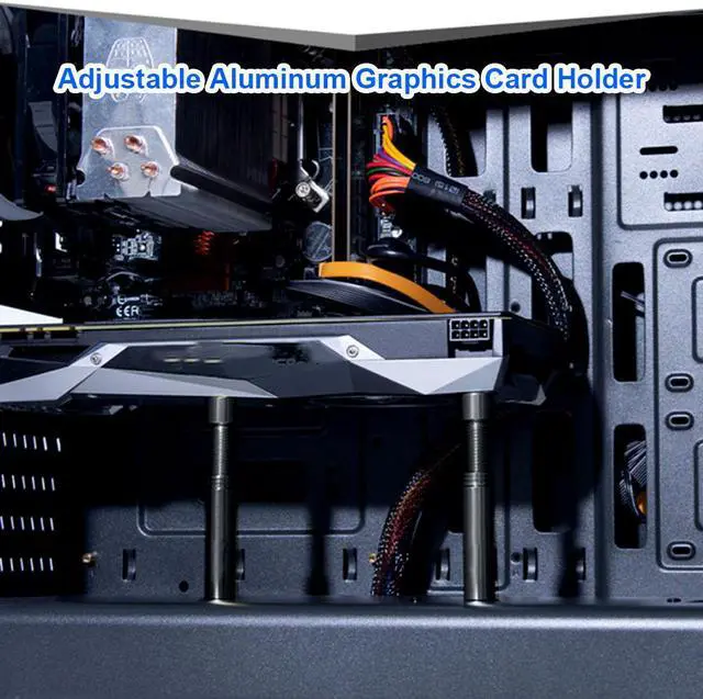 Alt view image 3 of 11 - Graphics Card GPU Brace Support Adjustable Aluminum Alloy Video Card Sag with Magnet Holder Bracket Jack Desktop PC Case   - 2.9-4.7"- L - Black