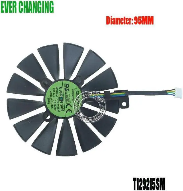 Alt view image 3 of 3 - T129215SM DC12V 0.25AMP Graphics / Video Card Cooler Fan FOR ASUS STRIX RX570 4G GAMINGGraphics Card Cooling Fan