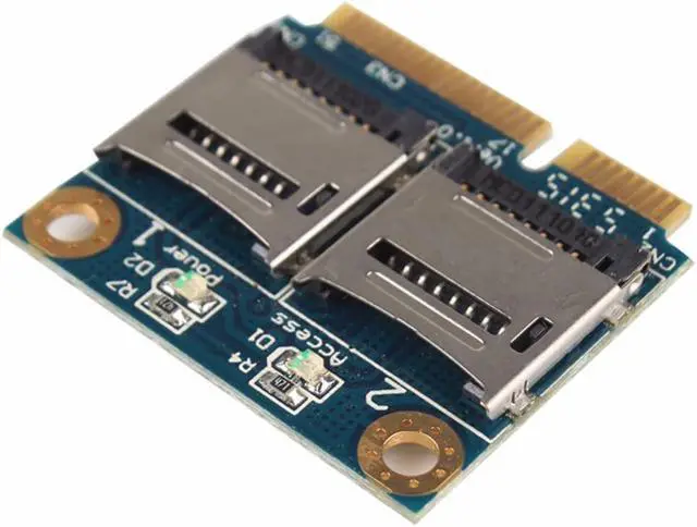 Alt view image 6 of 6 - Dual TF Micro SD Card to Mini PCI-E Express + half Bracket Memory Reader Adapter