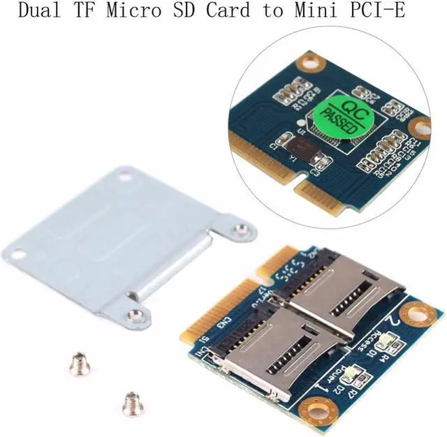 Alt view image 3 of 6 - Dual TF Micro SD Card to Mini PCI-E Express + half Bracket Memory Reader Adapter