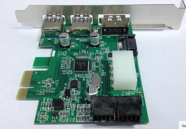 Alt view image 2 of 3 - Power Over eSATA eSATAp II & 2PCS USB 3.0 USB3.0 to PCI-E PCI Express Card w/ Motherboard 20 pin Connector