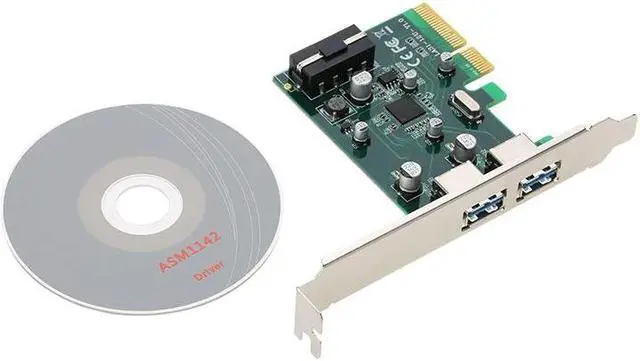 Alt view image 5 of 6 - Amify PCI-E to 2-Port USB3.1 Type A PCI Express Expansion Card USB 3.1 Hub Controller Adapter Superspeed 10 Gbps Big 4Pin Power