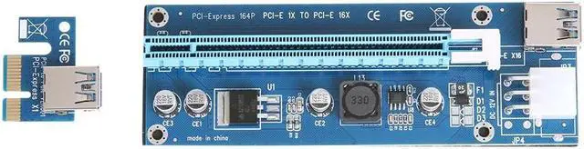 Alt view image 2 of 6 - Amify PCI-E 1 to 2 PCI express 1X slots Riser Card with 2pcs 6pin Riser card USB 3.0 Cable 15 to 6pin power PCIe Port Multiplier Card