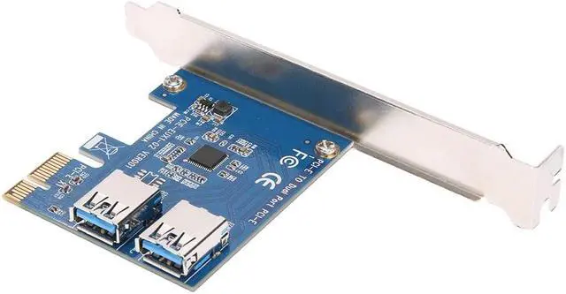Alt view image 4 of 6 - Amify PCI-E 1 to 2 PCI express 1X slots Riser Card with 2pcs 6pin Riser card USB 3.0 Cable 15 to 6pin power PCIe Port Multiplier Card