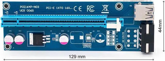 Alt view image 2 of 6 - 60cm PCI-E extender PCI Express Riser Card 1x to 16x USB 3.0 SATA to 4Pin IDE Molex Power for Mining Bitcion Miner