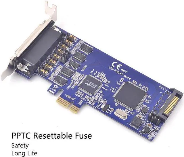 Alt view image 3 of 6 - 4 Port RS232 Serial Adapter PCI-e Expansion Card w/ Fan-Out Cable PCI express I/O Card Resettable Fuse Chip SystemBase 16C1054