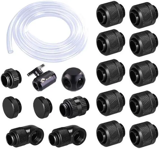 Alt view image 5 of 5 - Fitting Kit use Soft Pipe Hand Compression Connector Joint + Hose Tube + Switch Water Cooling Accessories Fitting