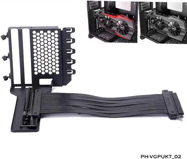 Alt view image 2 of 5 - Phanteks Vertical Video Card Bracket Extension Cable Kit Universal For PC PCIe3.0,GPU Support++PCIe 16 Riser Cable 7 Slots Mount