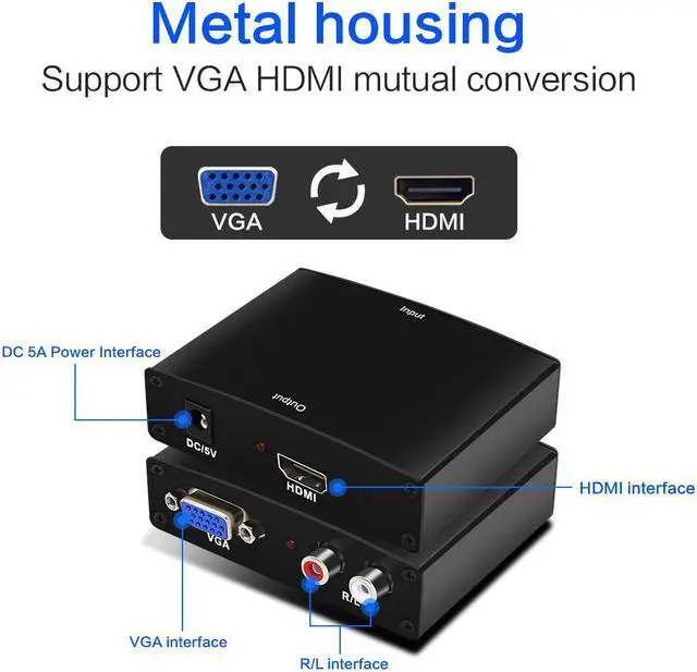 Alt view image 6 of 6 - Audio TV AV HDTV PC Video Cable VGA2HDMI Converter Adapter Portable Plug and play VGA To HDMI Output 1080P HD  High Quality