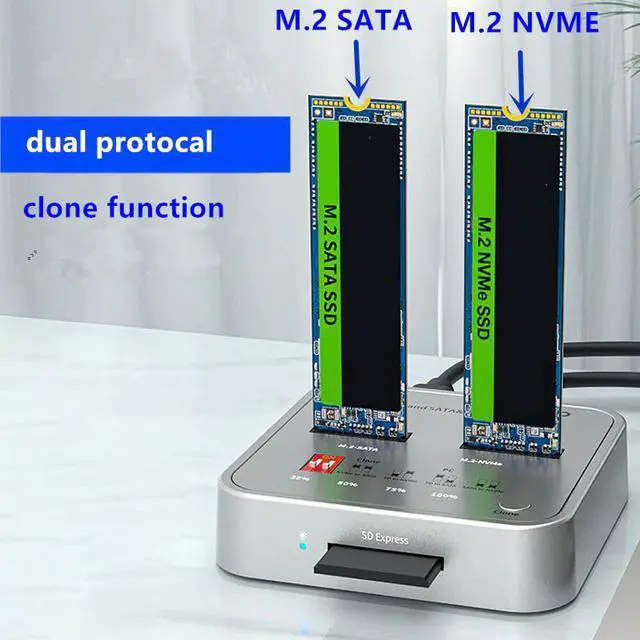 Alt view image 5 of 5 - Case m2  external case  m2 NVME/NGFF case  enclosure type C  Hdd docking station USB C clone function