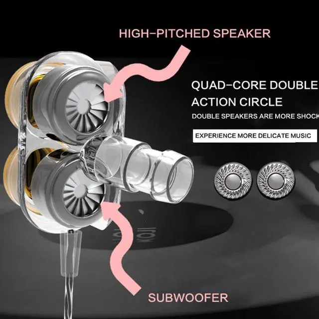 Alt view image 4 of 5 - Genuine  KD7 Earphones Dual Driver Sport Earphone 3.5mm Jack Headset Hands  with Mic Music Earphone for All Phone Pc