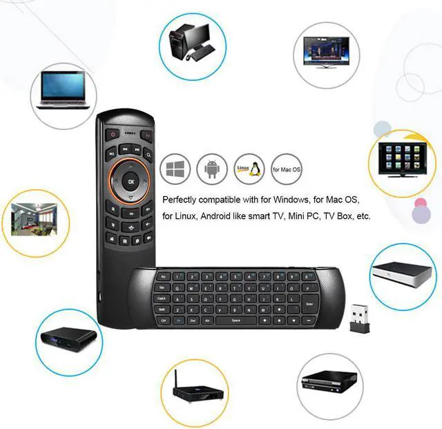 Alt view image 5 of 6 - Mini 2.4GHz Wireless QWERTY Keyboard  Handheld Air Mouse Remote Control 6 Gxes Gyroscope for Windows /Mac OS/Linux/TV Box
