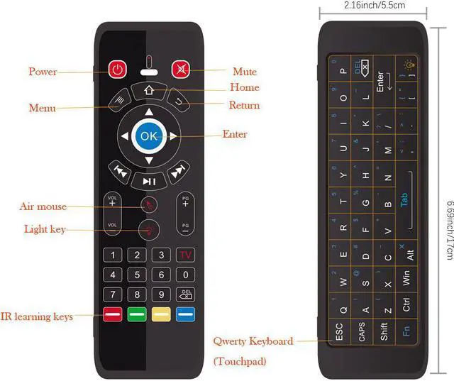 Alt view image 2 of 2 - T16 Air Mouse IR Learning Function 2.4GHZ Wireless Keyboard Backlight Touchpad Remote Control For Windows TV Box Mini PC
