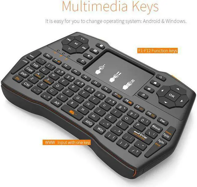 Alt view image 3 of 6 - SIKAI Portable Mini Wireless Keyboard 2.4G Touchpad Fly Mouse Multimedia Handheld Air Mouse Remote Controller for TV Projector