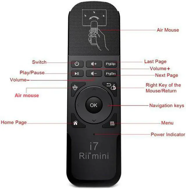 Alt view image 3 of 6 - Original Rii i7 Fly Air Mouse Remote Control mini i7 2.4G Wireless air mouse for Android TV Box X360 PS3 Smart Set top box PC