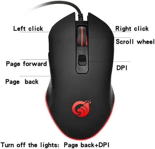 Alt view image 5 of 5 - USB RGB Backlit Gaming Mouse 3600DPI Optical Wired Computer Mouse 6 Button Mice for PC Laptop Game Mouse