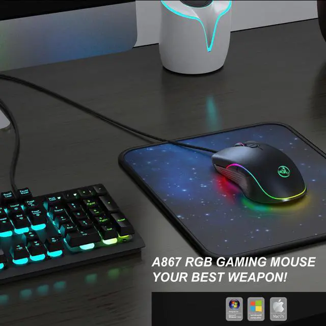 Alt view image 2 of 5 - Wired Gaming Mouse 6400DPI Adjustable Electronic Sports Gamer Mice LED Optical Sens for Laptop Computer PC