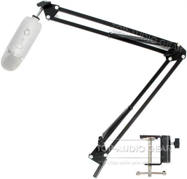 Alt view image 2 of 6 - Microphone Scissor Arm Stand High Tabletop Boom Mic Suspension Mount for Blue Yeti Pro USB Microphone Holder