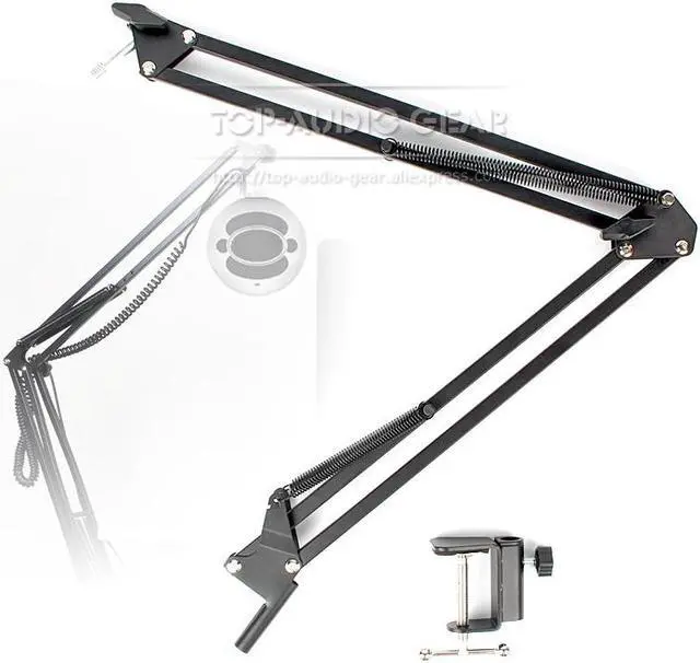 Alt view image 3 of 6 - Microphone Scissor Arm Stand High Tabletop Boom Mic Suspension Mount for Blue Yeti Pro USB Microphone Holder