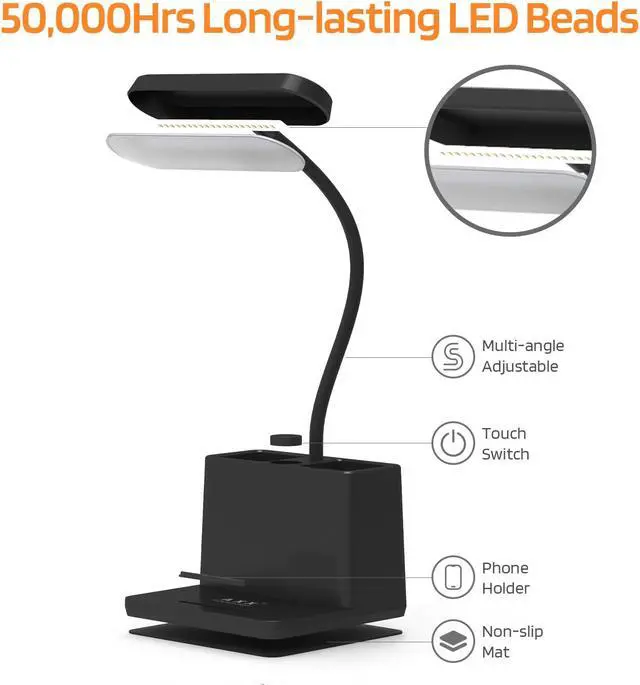 Alt view image 2 of 6 - AXX LED Table Lamps Dimmable Study Desk Lamps Children Kids USB Rechargeable Bright Reading Desk Light Bedroom Small Night Light