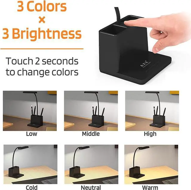 Alt view image 3 of 6 - AXX LED Table Lamps Dimmable Study Desk Lamps Children Kids USB Rechargeable Bright Reading Desk Light Bedroom Small Night Light