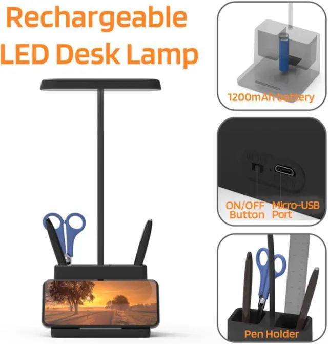 Alt view image 4 of 6 - AXX LED Table Lamps Dimmable Study Desk Lamps Children Kids USB Rechargeable Bright Reading Desk Light Bedroom Small Night Light