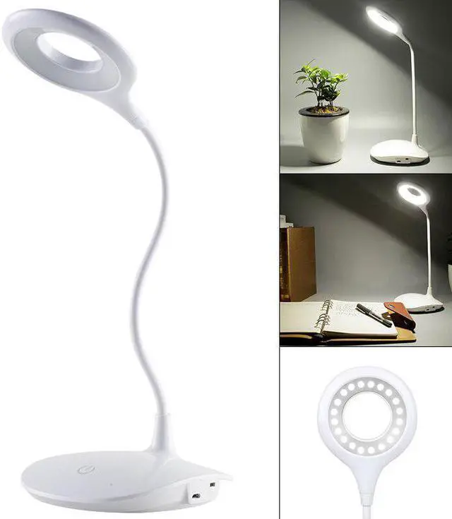 Main image of LED Table Lamp Touch Gooseneck Desktop Ring Light USB Rechargeable 1200mAh Battery Study Reading Bedroom Light