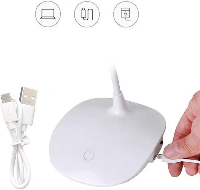 Alt view image 6 of 6 - LED Table Lamp Touch Gooseneck Desktop Ring Light USB Rechargeable 1200mAh Battery Study Reading Bedroom Light