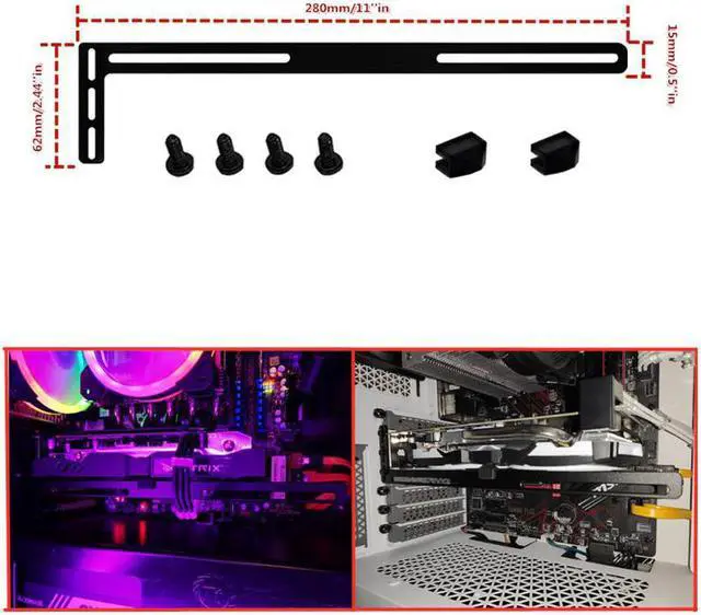 Alt view image 3 of 6 - Aluminum Graphics Card Holder Stand Cooling Kit L-shaped GPU Support Bracket Universal PC Case Accessories Support Frame