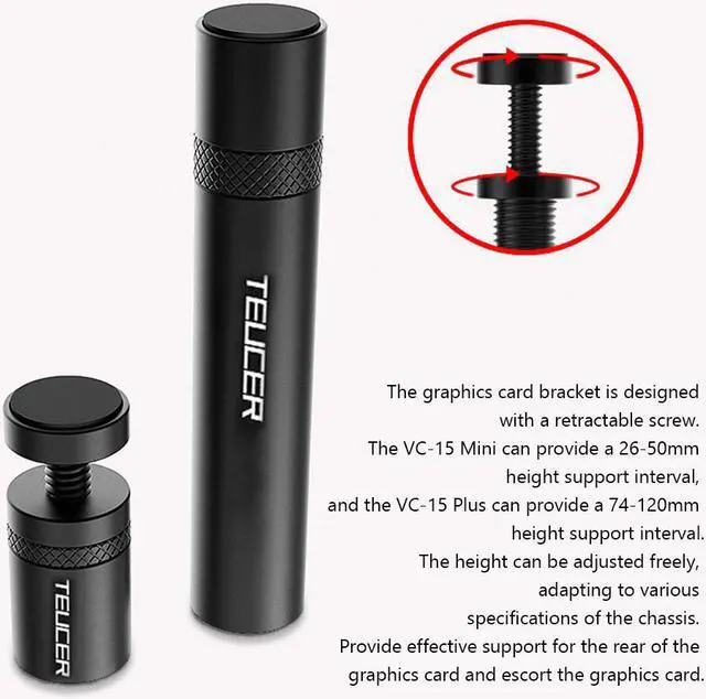 Alt view image 4 of 6 - TEUCER VC-15Mini/VC-15Plus Video Card Holder Vertical Telescopic Rotating GPU Stand Bracket Magnetic Graphics Card Brace Support