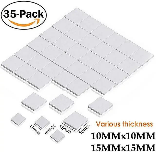 Main image of 35 Pcs 15x15MM 10x10MM 1mm 2mm For Xbox PS PC VGA GPU SMD DIP IC Chip Heatsink Silicone Conduction Thermal Paste Compounds Pad