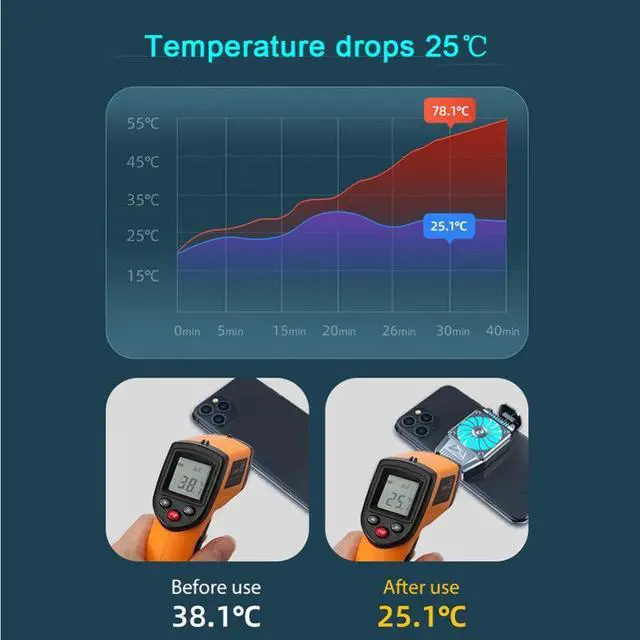 Alt view image 5 of 6 - Mini Universal Phone Radiator Cooling Fan Turbo Hurricane Game Cooler Phone Cooling Radiator for iPhone Samsung Xiaomi HUAWEI
