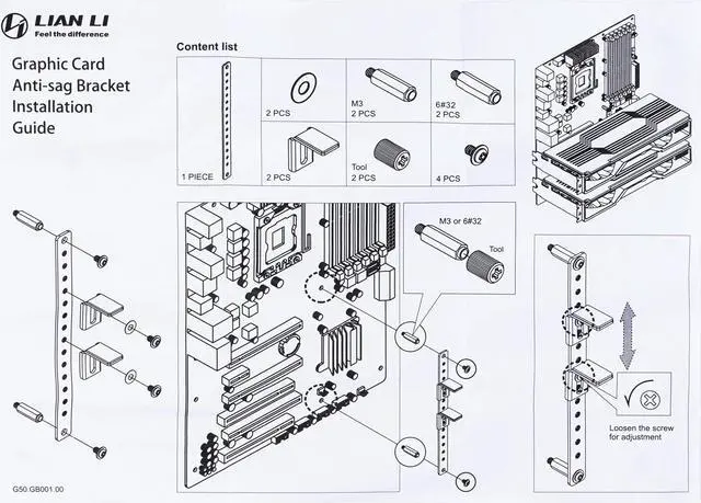 Alt view image 3 of 6 - Lian Li Metal Bracket GPU Holder for Single and Double Graphics Card Holder Suit for E-ATX ATX Motherboard , GB-001