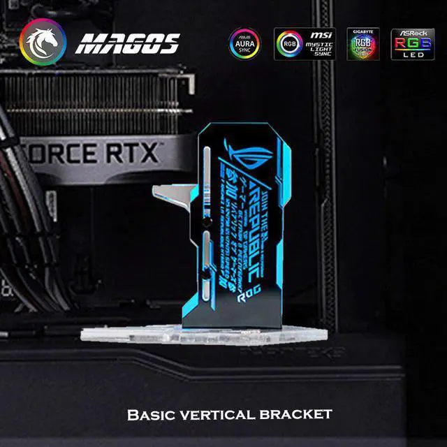 Alt view image 5 of 6 - MOD Personalized Customization RGB GPU Vertical Bracket,Illuminated Graphics Card Support For PC Parts Gamer DIY Case Decoration