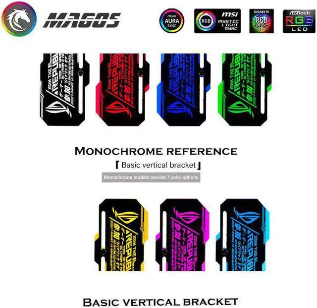 Alt view image 2 of 6 - MOD Personalized Customization RGB GPU Vertical Bracket,Illuminated Graphics Card Support For PC Parts Gamer DIY Case Decoration