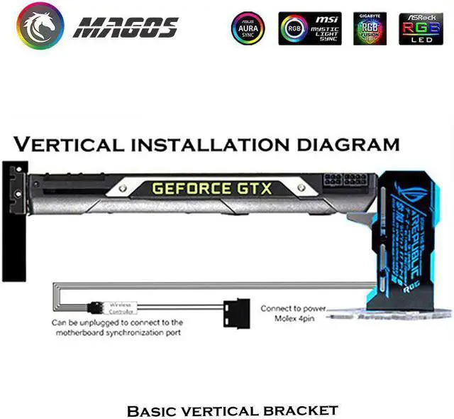 Alt view image 4 of 6 - MOD Personalized Customization RGB GPU Vertical Bracket,Illuminated Graphics Card Support For PC Parts Gamer DIY Case Decoration