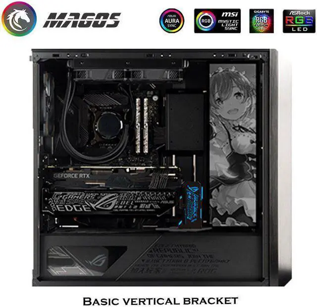 Alt view image 6 of 6 - MOD Personalized Customization RGB GPU Vertical Bracket,Illuminated Graphics Card Support For PC Parts Gamer DIY Case Decoration