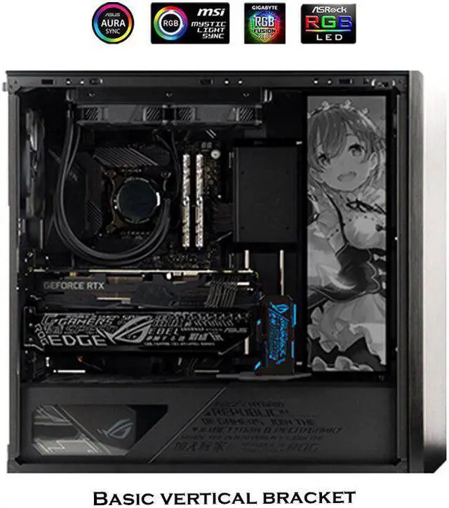 Alt view image 4 of 6 - Vertical Video GPU Card Bracket RGB, VGA Stand Chassis Lamp Motherboard AURA SYNC RGB Board Jack Faith Light Pollution
