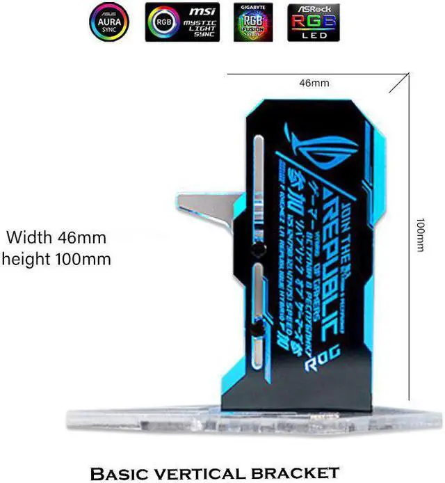 Alt view image 3 of 6 - Vertical Video GPU Card Bracket RGB, VGA Stand Chassis Lamp Motherboard AURA SYNC RGB Board Jack Faith Light Pollution
