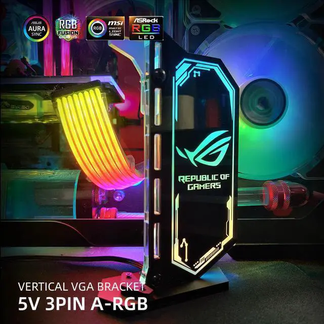 Alt view image 2 of 5 - GPU Bracket Vertical 12V/5V AURA Colorful Video Card Holder Customize VGA Support Chassis WaterCooler Custom MOD