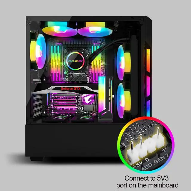 Alt view image 6 of 6 - COOLMOON Vertical Graphics Card Holder 5V ARGB GPU Cracket - Black
