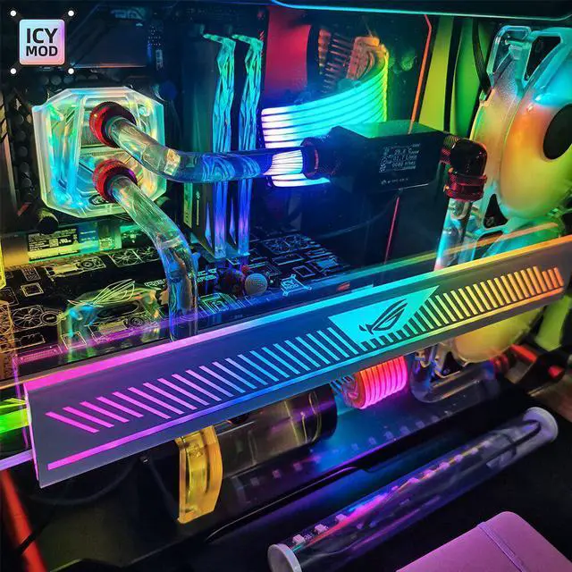 Alt view image 2 of 6 - RGB GPU Side Panel Customizable A-RGB VGA Decoration Video Card Cover Customize 5V3PIN/12V4PIN AURA Cooler Custom Lighting Board