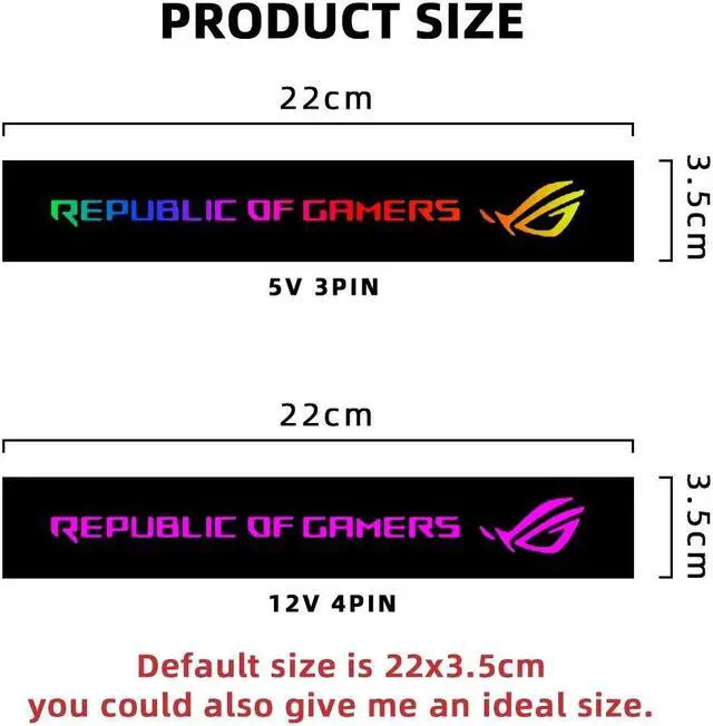 Alt view image 5 of 6 - RGB GPU Side Panel Customizable A-RGB VGA Decoration Video Card Cover Customize 5V3PIN/12V4PIN AURA Cooler Custom Lighting Board