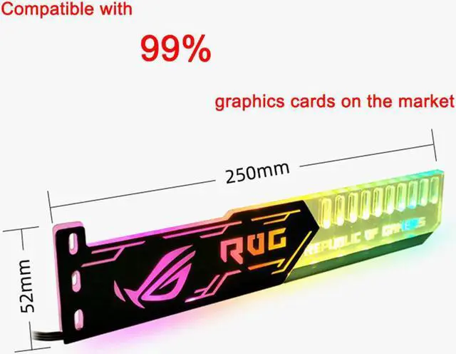 Alt view image 2 of 6 - Coolmoon RGB LED Light Graphics Card Bracket 25cm/28cm 5V Small 4PIN GPU Support VGA Holder for Computer Chassis PC Accessories