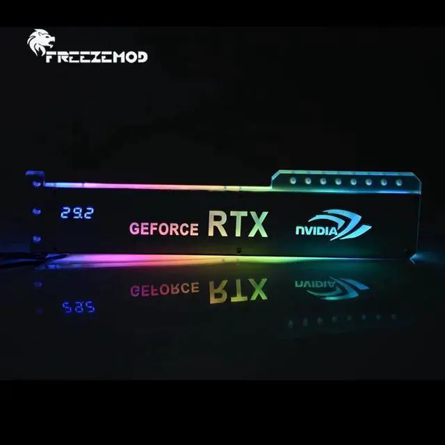 Alt view image 4 of 6 - RGB VGA Bracket Acrylic GPU Holder with Temperature Display ROG/ASUS/GIGABYTE/NVIDIA Video Card Support 5V 3PIN ARGB AURA SYNC