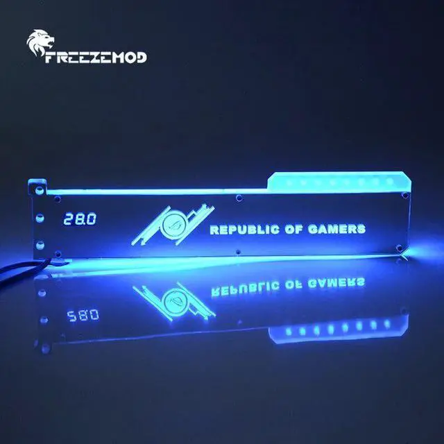 Alt view image 2 of 6 - RGB VGA Bracket Acrylic GPU Holder with Temperature Display ROG/ASUS/GIGABYTE/NVIDIA Video Card Support 5V 3PIN ARGB AURA SYNC